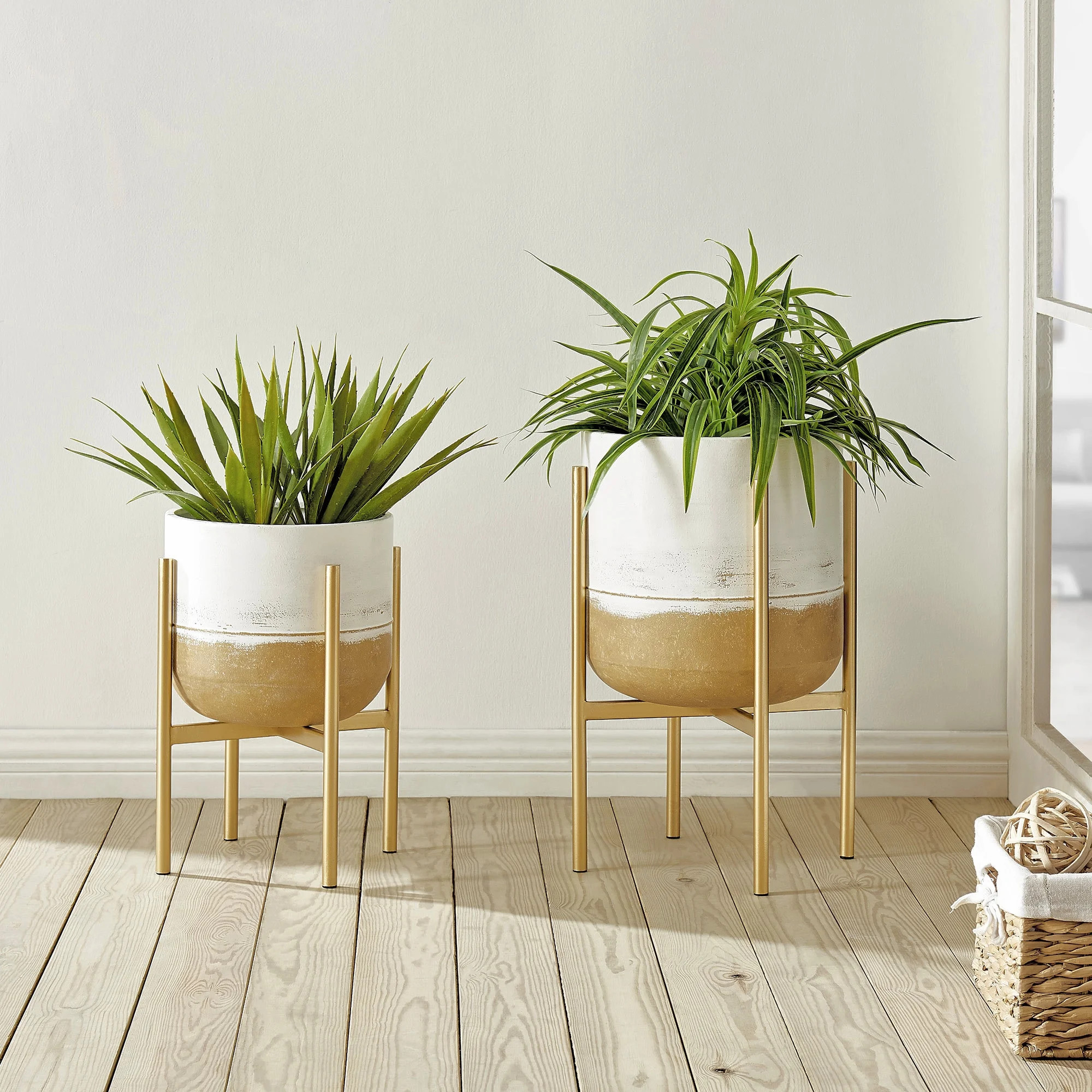 FirsTime & Co. Whitewash Lilah Planter 2-Piece Set, 11.5 x 11.5 x 19 in - Walmart.com | Walmart (US)