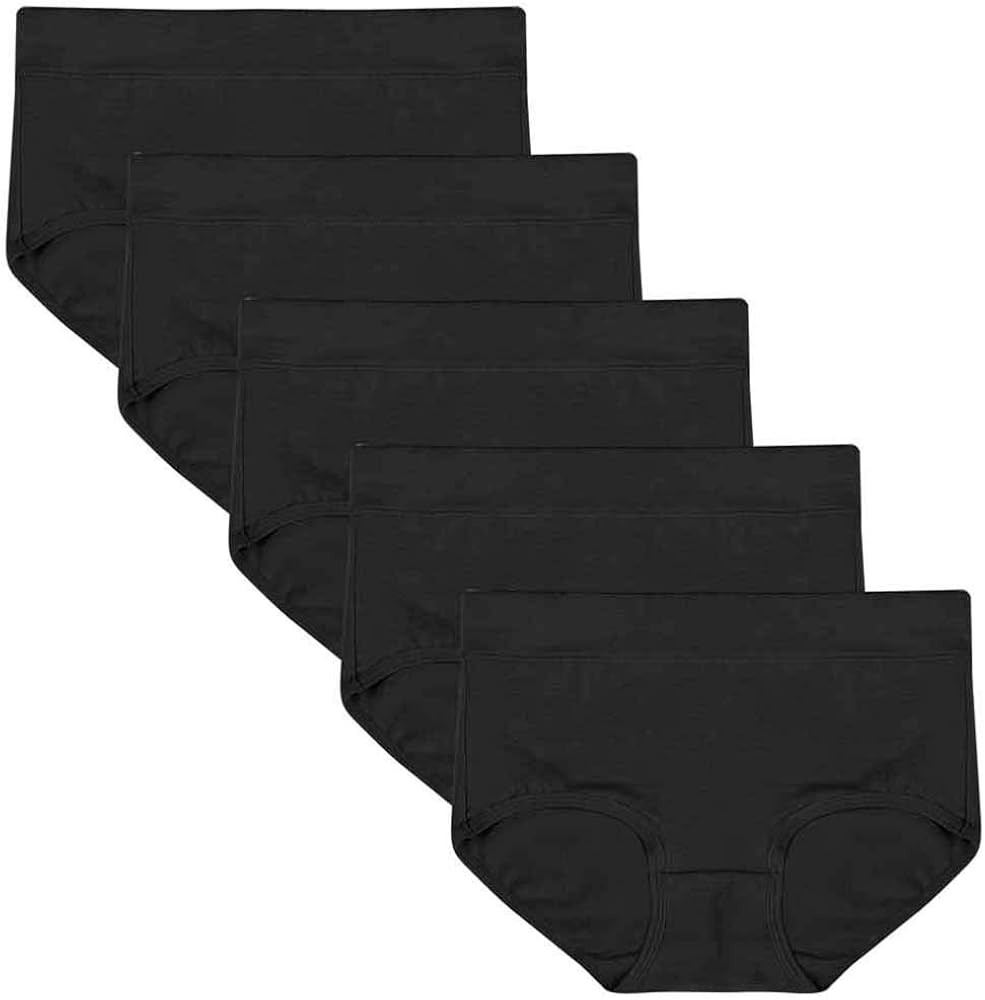 Womens Mid-Rise Cotton Stretch Classic Underwear Briefs Panties 5 Pack | Amazon (US)