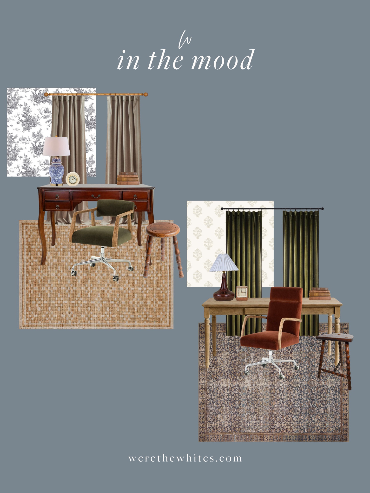 In the mood—option one or two? I love both! The combination of wallpaper, velvet curtains, a textured rug, and a mix of old and new! Both of these lamps are stunning, one new and one vintage, but both take the cake here! 

#LTKhome #LTKstyletip