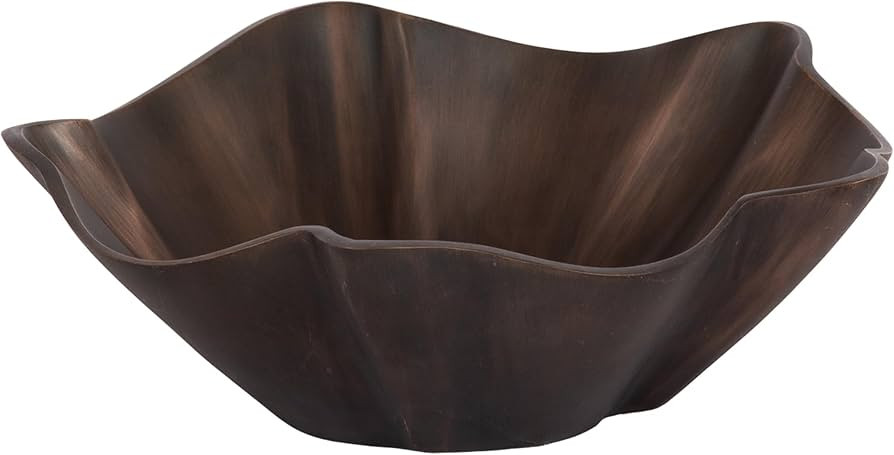 Kate and Laurel Flutte Scalloped Decorative Metal Serving Bowl, 10 x 10 x 3, Bronze, Modern Wavy ... | Amazon (US)