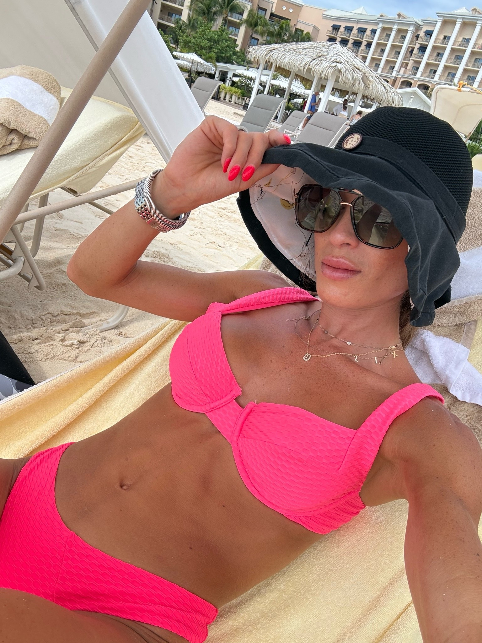Pink flattering bikini sole styles on sale wearing m top cd bottoms

#LTKSwim #LTKPetite #LTKSaleAlert