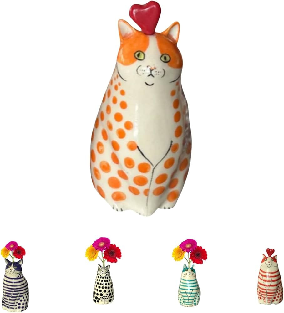 Polka Dot Cat Vase - Cat Lover Gift - A Unique Handmade Piece Perfect for Cat Lovers - Functional... | Amazon (US)
