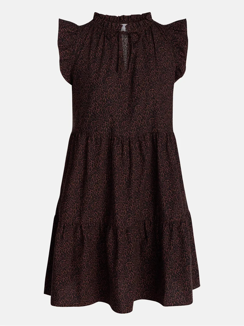 Time and Tru Women's and Women's Plus Cotton Mini Dress with Flutter Sleeves, Sizes XS-4X | Walmart (US)