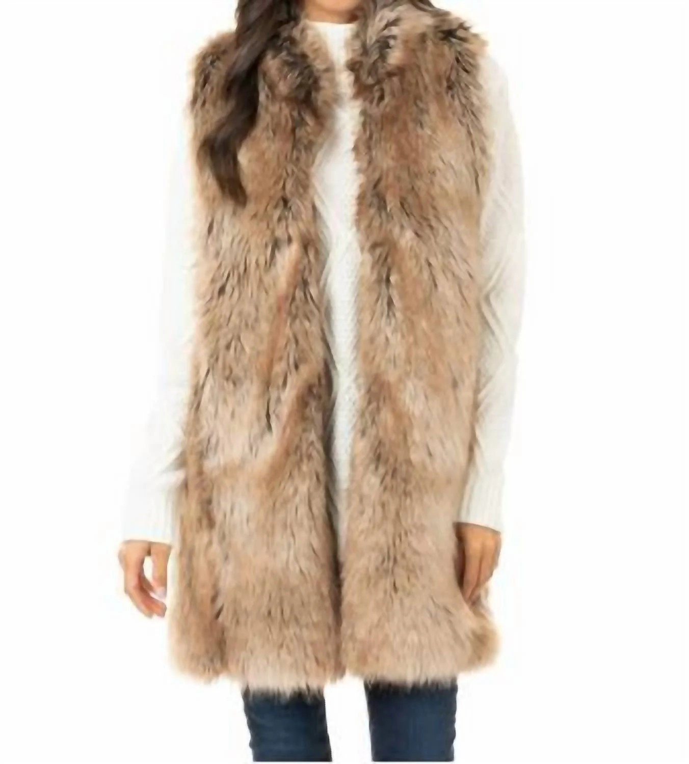 Faux Fur Everywhere Vest In Tipped Coyote | Shop Simon