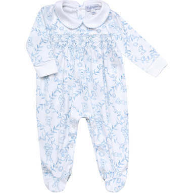 Blue Bears Trellace Smocked Footie,Blue | Maisonette