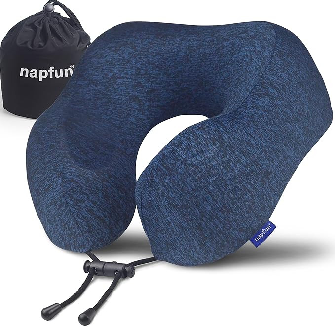 napfun Neck Pillow for Traveling, Upgraded Travel Neck Pillow for Airplane 100% Pure Memory Foam ... | Amazon (US)