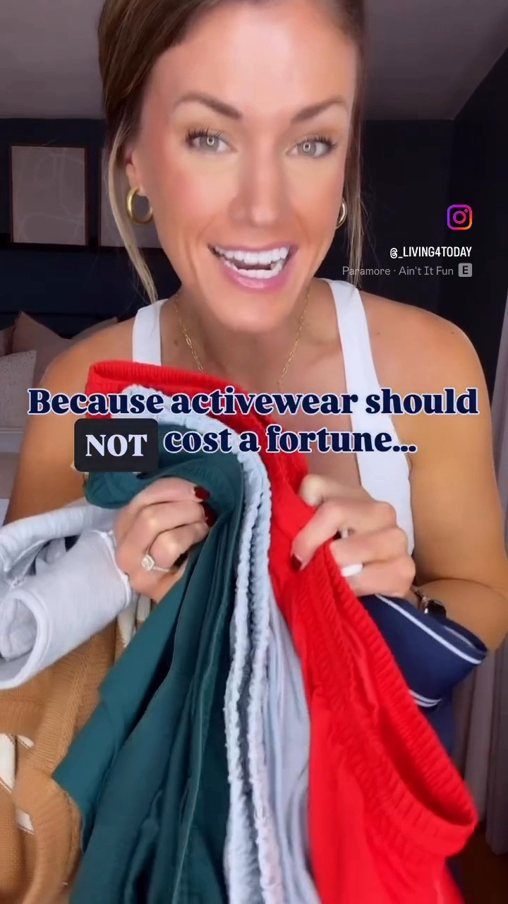 Quality affordable athleticwear. 
Sweater/small
Medium in all bottoms 
Tank/small 
Jacket/small
Sweatshirt/small


#LTKSeasonal #LTKmomlife #LTKActive