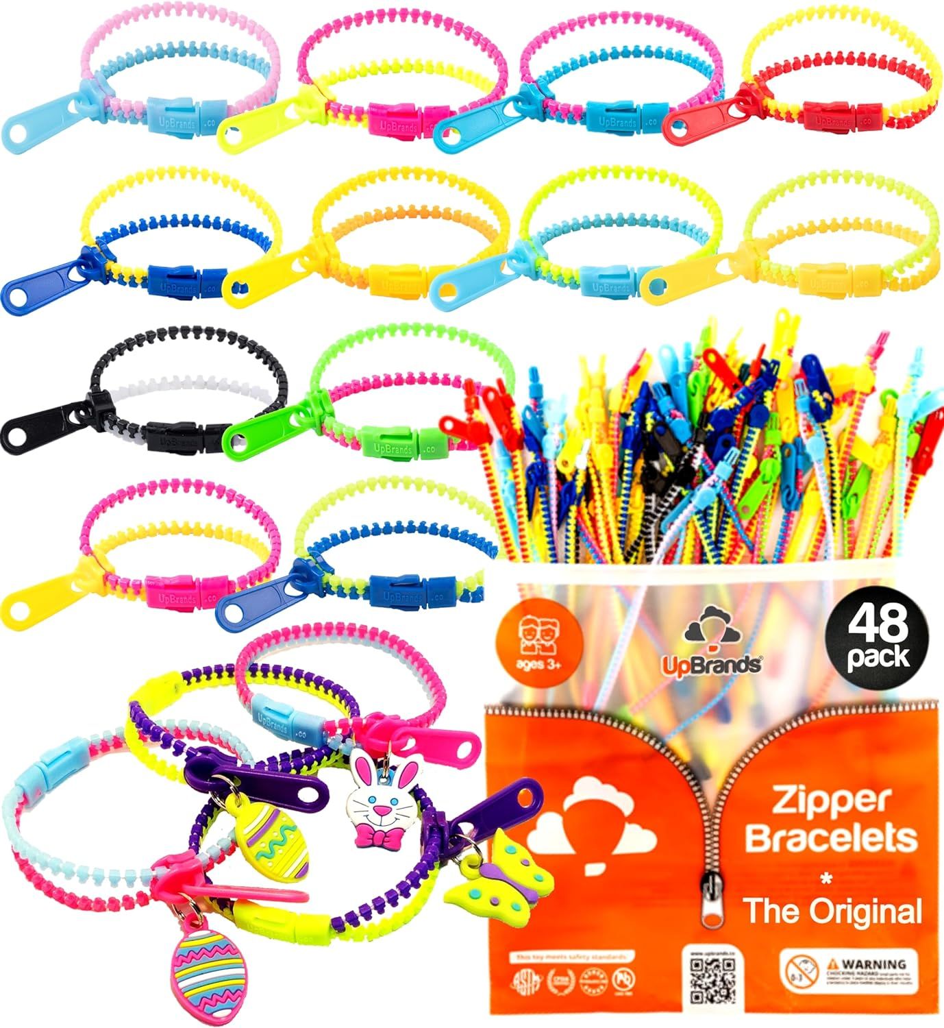 UpBrands 48 Zipper Bracelets - Fidget Bracelet Party Favors for Kids, Stress Relief Fidget Toys, ... | Amazon (US)
