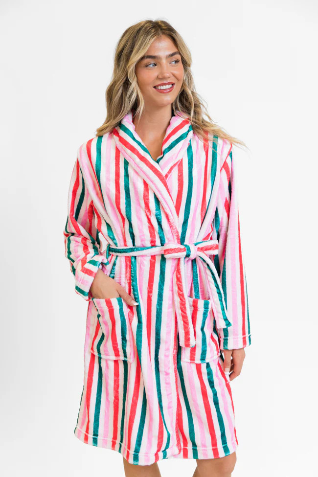 Christmas Stripes Rise and Shine Robe | Pink Lily