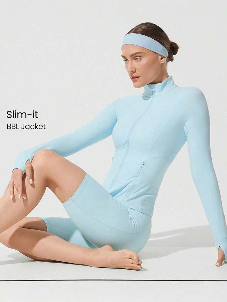 SHEIN X Gi Lancellotti GLOWMODE FeatherFit™ Slim-It Streamline Performance Secure Pockets Zip Up Long Sleeve Jacket Low Impact Yoga Daily Fall | SHEIN