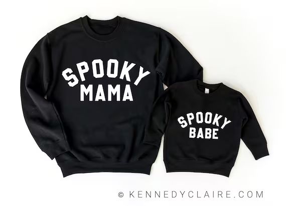 Spooky Mama Sweatshirt Halloween Mommy and Me Outfits - Etsy | Etsy (US)