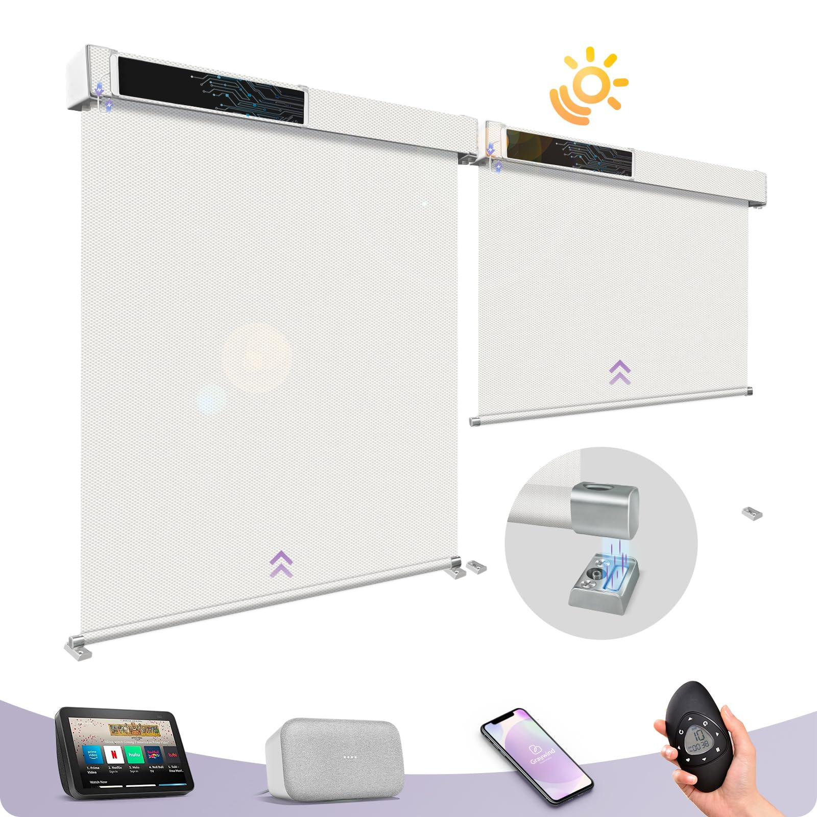 Graywind Motorized Outdoor Shades for Patio - Smart Sun Blinds Compatible With Alexa Google - Ext... | Amazon (US)