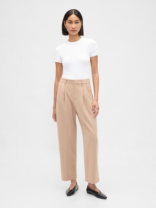 365 High Rise Brushed Twill Taper Ankle Trousers | Gap (US)