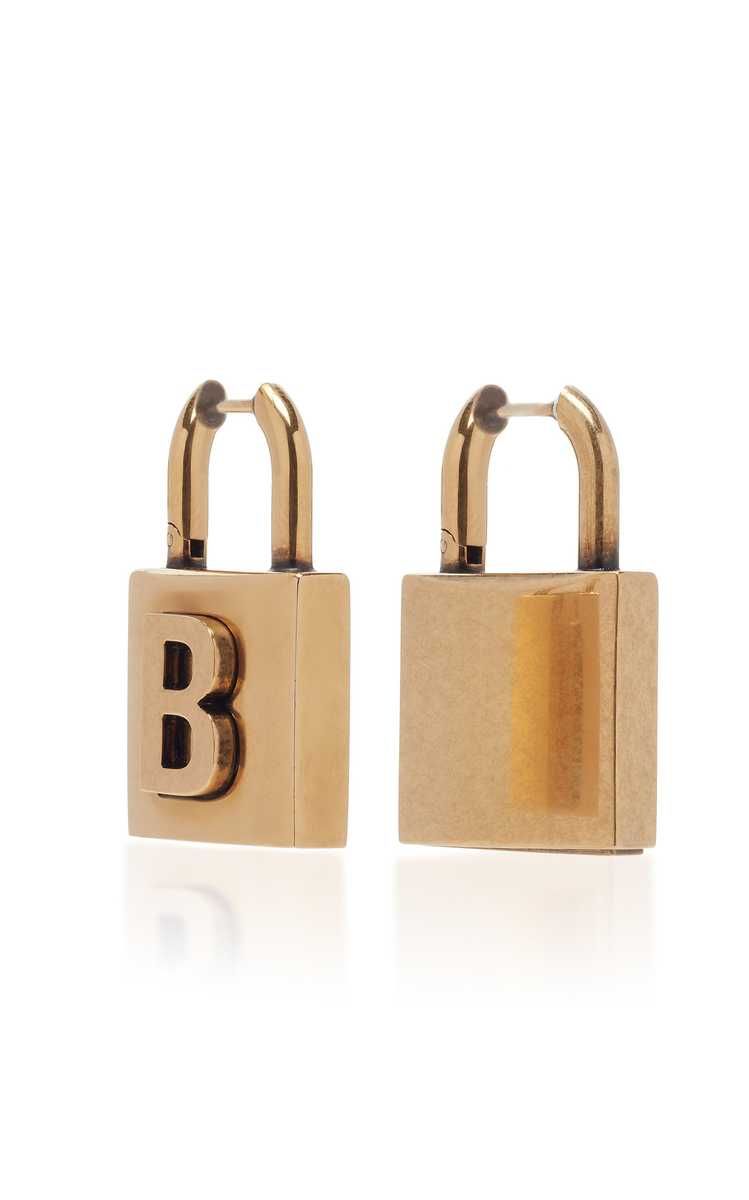 Lock S Antiqued Brass Earrings | Moda Operandi (Global)