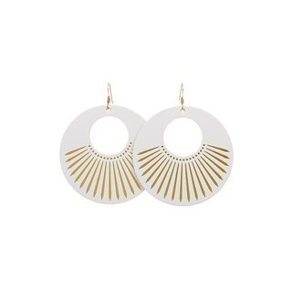 White Sunburst Nova Leather Earrings | Nickel and Suede