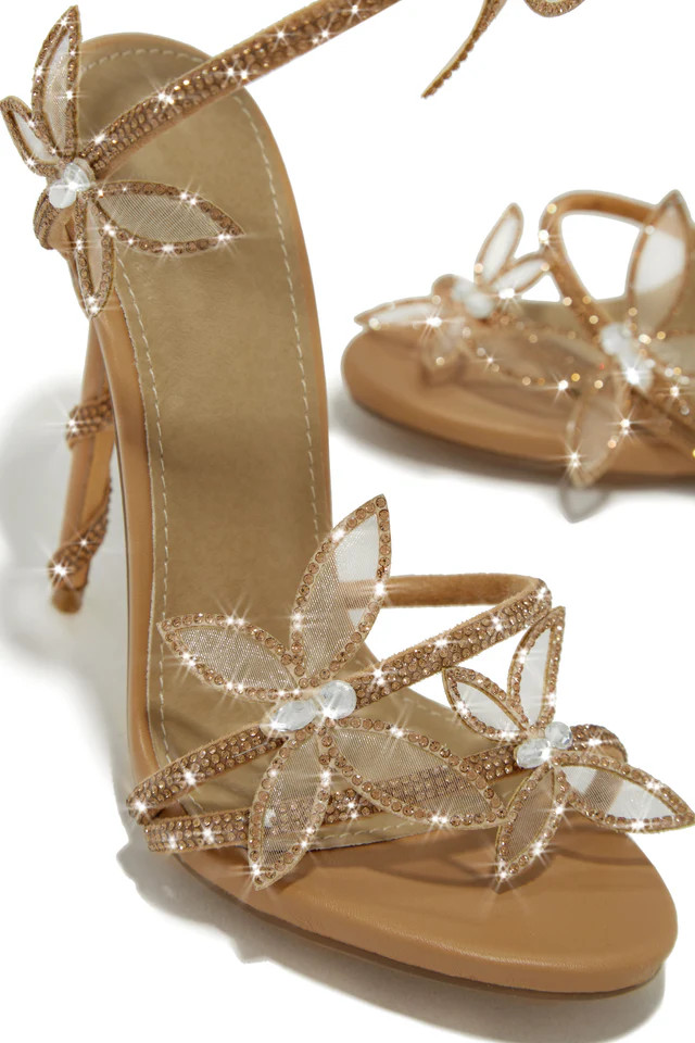 Miss Lola | Fantasy Nude Embellished Around The Ankle Coil Heels | MISS LOLA