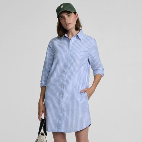 Women's Petite Oxford Long Sleeve Button Front Shirt Dress - Lands' End - Blue - XL | Lands' End (US)
