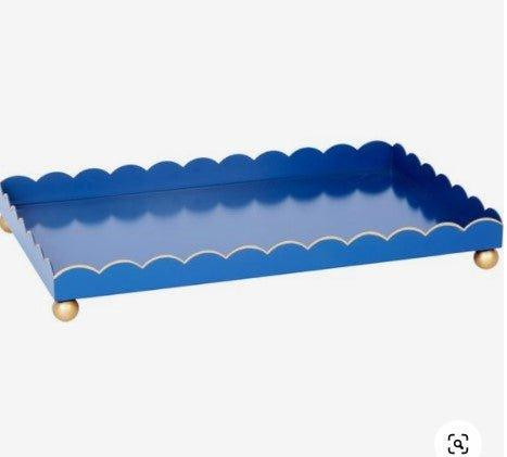 Rectangular Metal Scalloped Edge Tray with Gold Detailing | The Well Appointed House, LLC