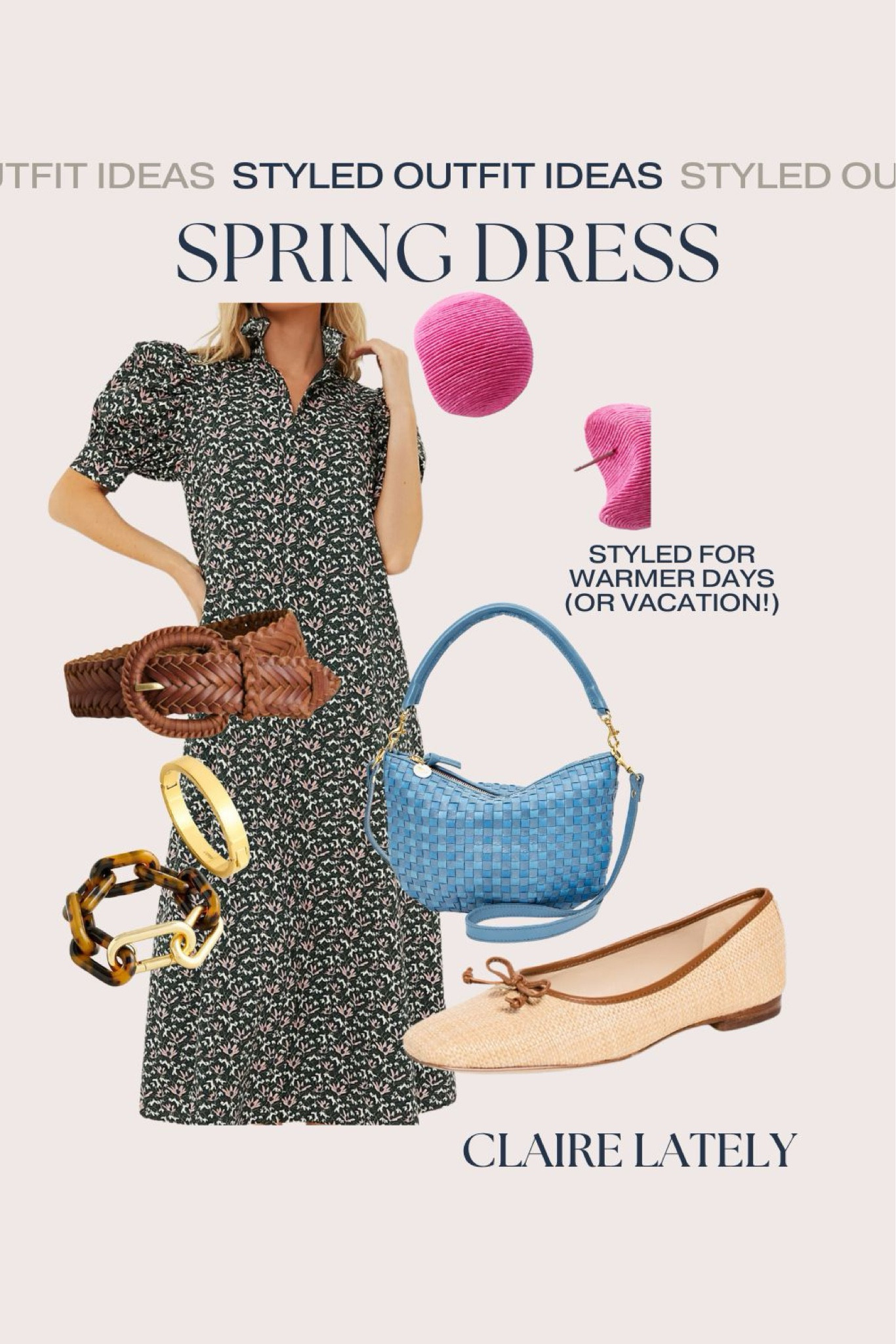 Spring dress styled for warmer days of Vacation or Summer. Flats, JCrew bracelets, belt, pink earrings, Clare v bag, tuckernuck dress
❤️ CLAIRE LATELY 

resort outfit idea 

#LTKworkwear #LTKfindsunder100 #LTKSeasonal