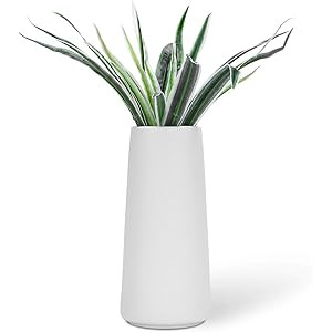 VanEnjoy 7" High Desktop Minimalist White Ceramic Vases Home Office Decoration Frosting Finish Va... | Amazon (US)