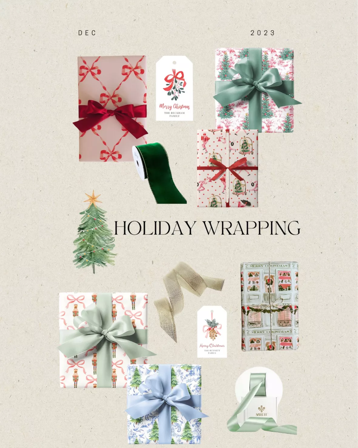 2023 Christmas Wrapping Paper Colorful Gift Wrapping Paper Holiday