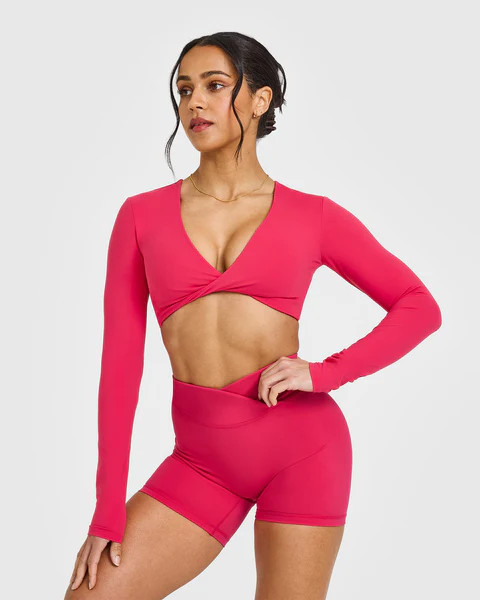 Unified Twist Front Long Sleeve Crop Top 
 Berry Bloom | Oner Active (UK / US)