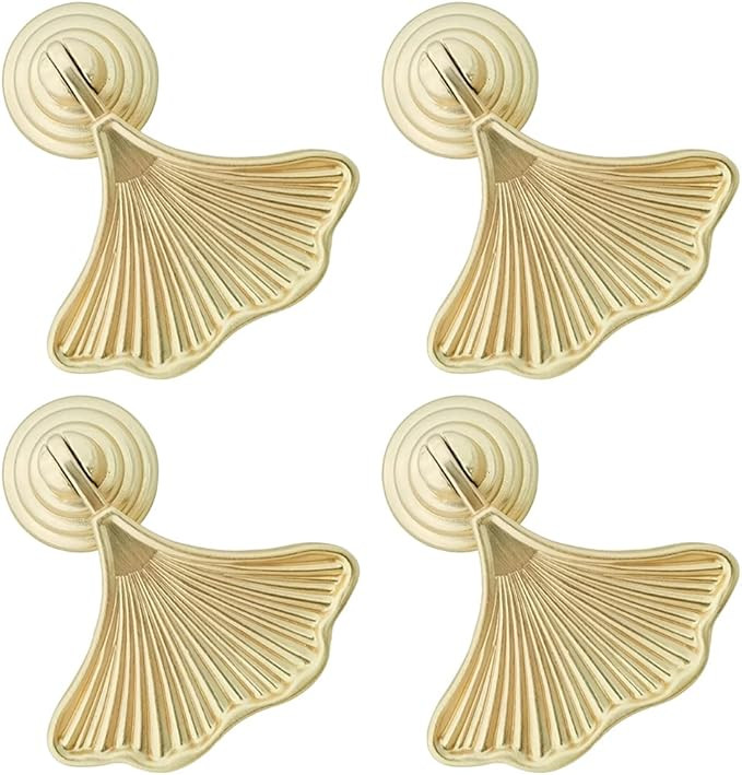 Beyoo 4 Pcs Decorative Golden Leaf Shape Knob Door Handle Cabinet Drawer Cupboard Pull Dresser Si... | Amazon (US)