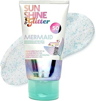 NEW! SUNSHINE & Glitter- Seastar Sparkle - Mermaid Watermelon Lemonade Scented Sunscreen lotion -... | Amazon (US)