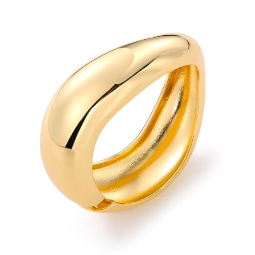 KISS WIFE Gold Bangles for Women, Chunky Gold Cuff Bracelets, Trendy Irregular Minimalist Open Wide Wrist Cuff Bracelet Jewelry Gift (01) | Amazon (US)