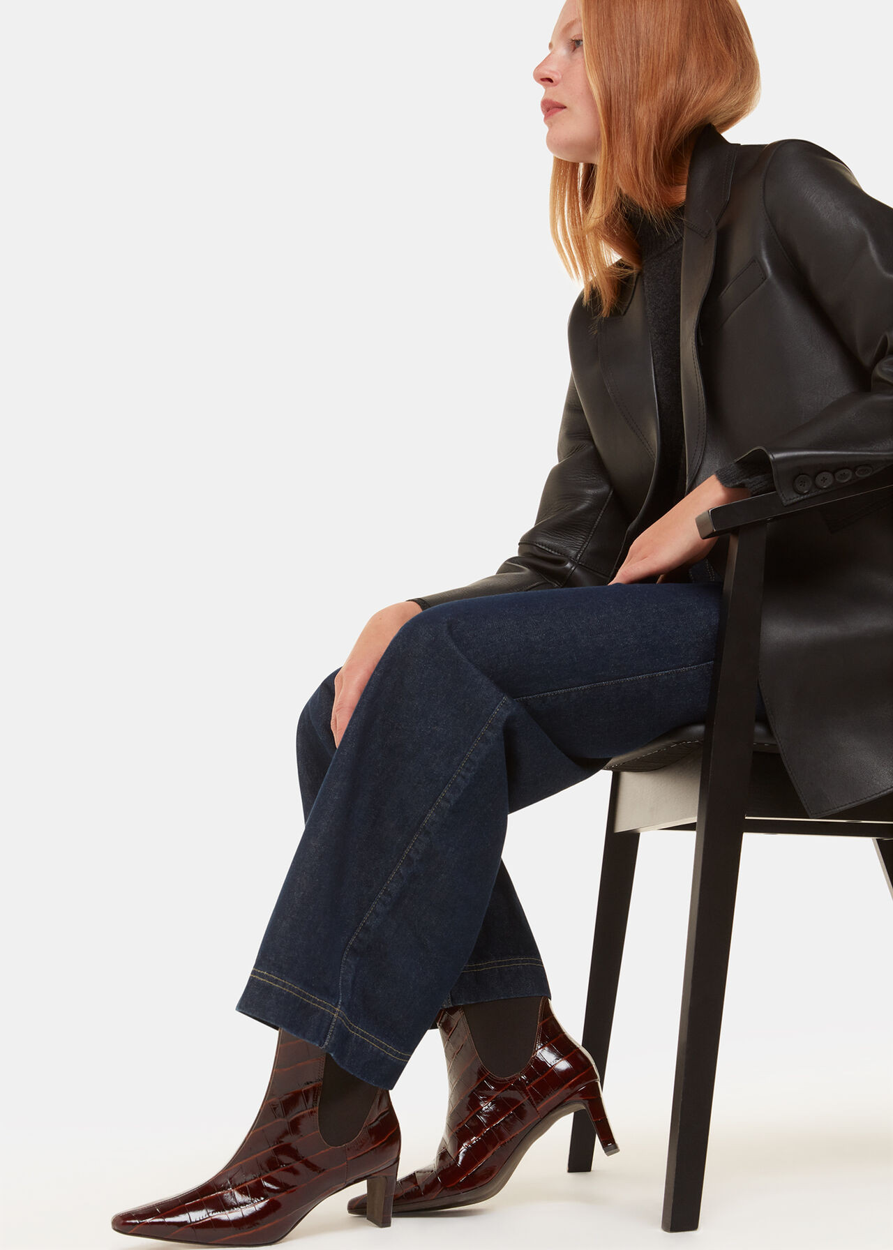 Brown Darla Croc Heeled Boot | WHISTLES | Whistles UK | | Whistles