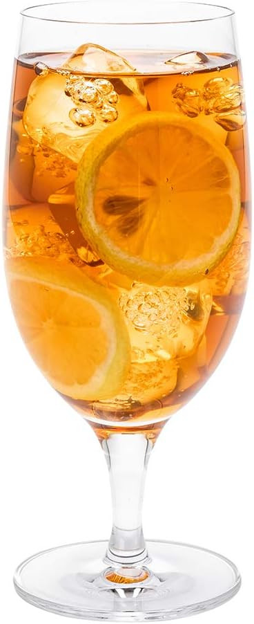 Restaurantware-16 Ounce Iced Tea Glasses, Set Of 6 Crystal Goblet Glasses - Laser-Cut Rim, Fine-B... | Amazon (US)