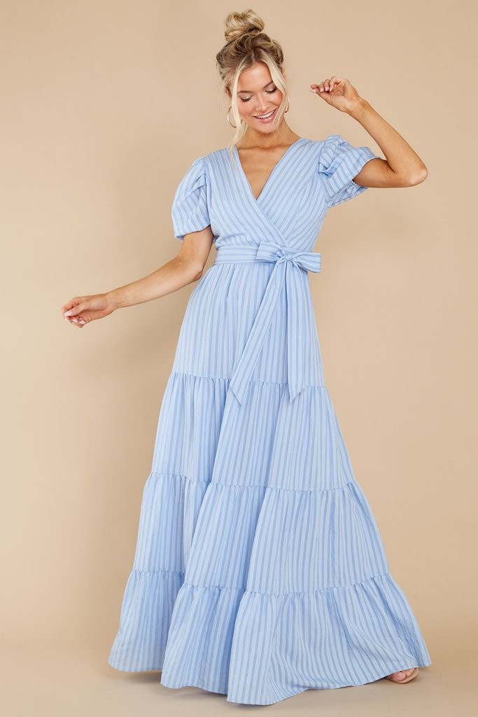 The One For You Light Blue Stripe Maxi Dress | Red Dress 