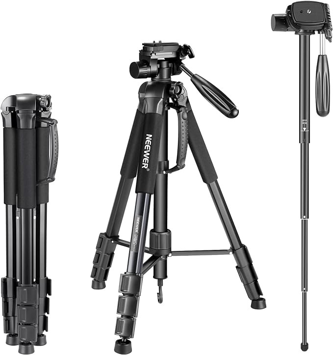 NEEWER Portable Aluminum Alloy Camera 2 in 1 Tripod Monopod Max. 70"/177cm with 3 Way Swivel Pan ... | Amazon (US)