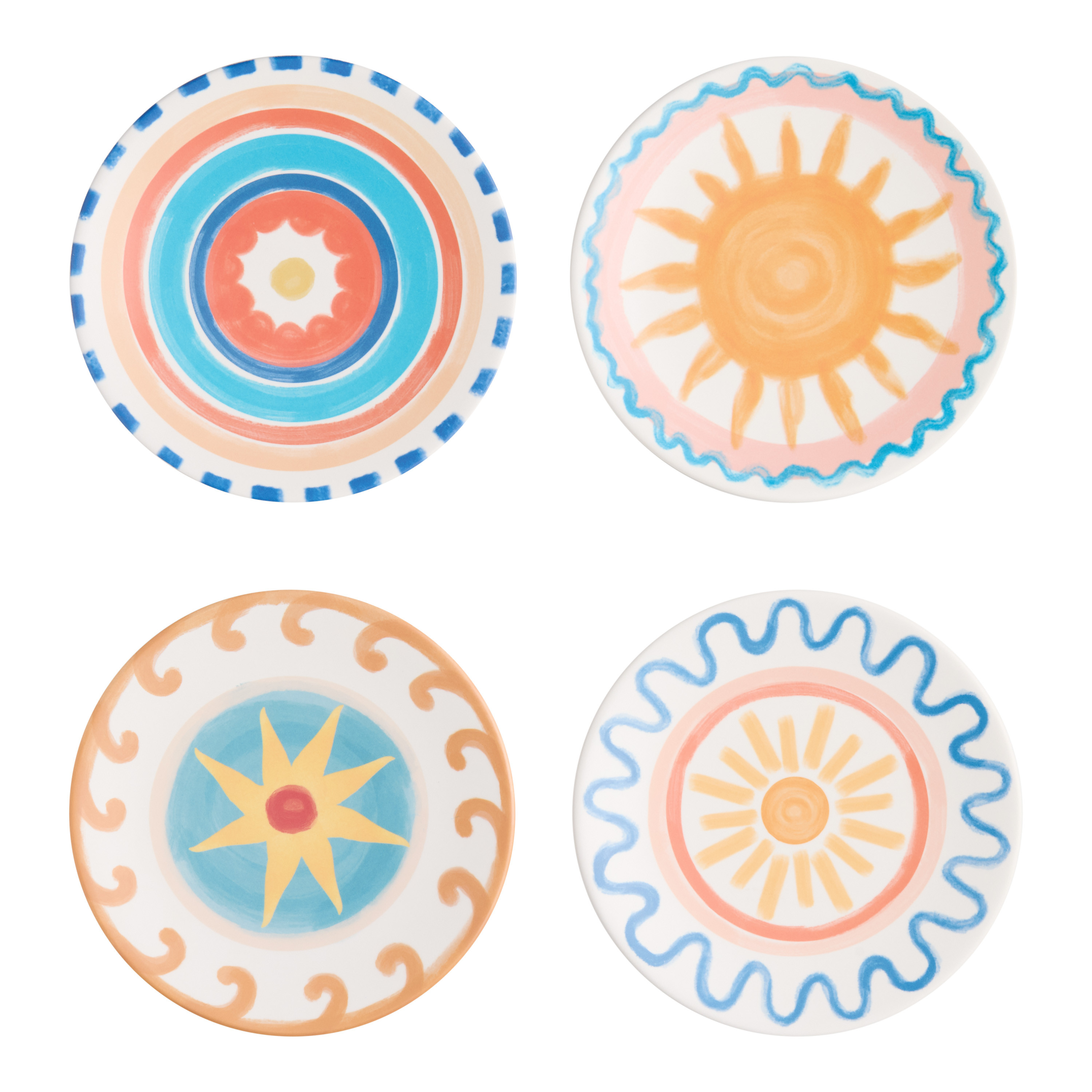 Solful Watercolor Melamine Appetizer Plates 4 Pack | World Market