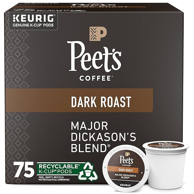 Peet's Coffee, Dark Roast K-Cup Pods for Keurig Brewers - Major Dickason's Blend 75 Count (1 Box ... | Amazon (US)