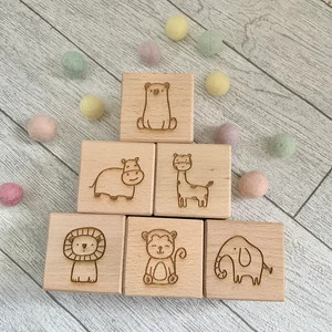 Personalised Jungle Themed Baby Blocks / Jungle / Safari Wooden Blocks - Etsy | Etsy (US)