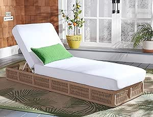 Safavieh Outdoor Collection Gillian Rope Cushion Sun Lounger PAT7527A, Tan/White | Amazon (US)