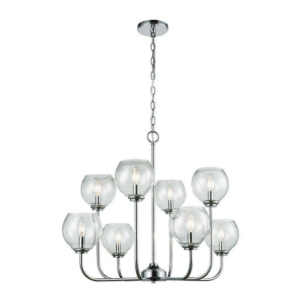 8-Light Clear Blown Glass Chandelier In Polished Chrome Finish - Retro Style Chandelier Made Of | Bed Bath & Beyond