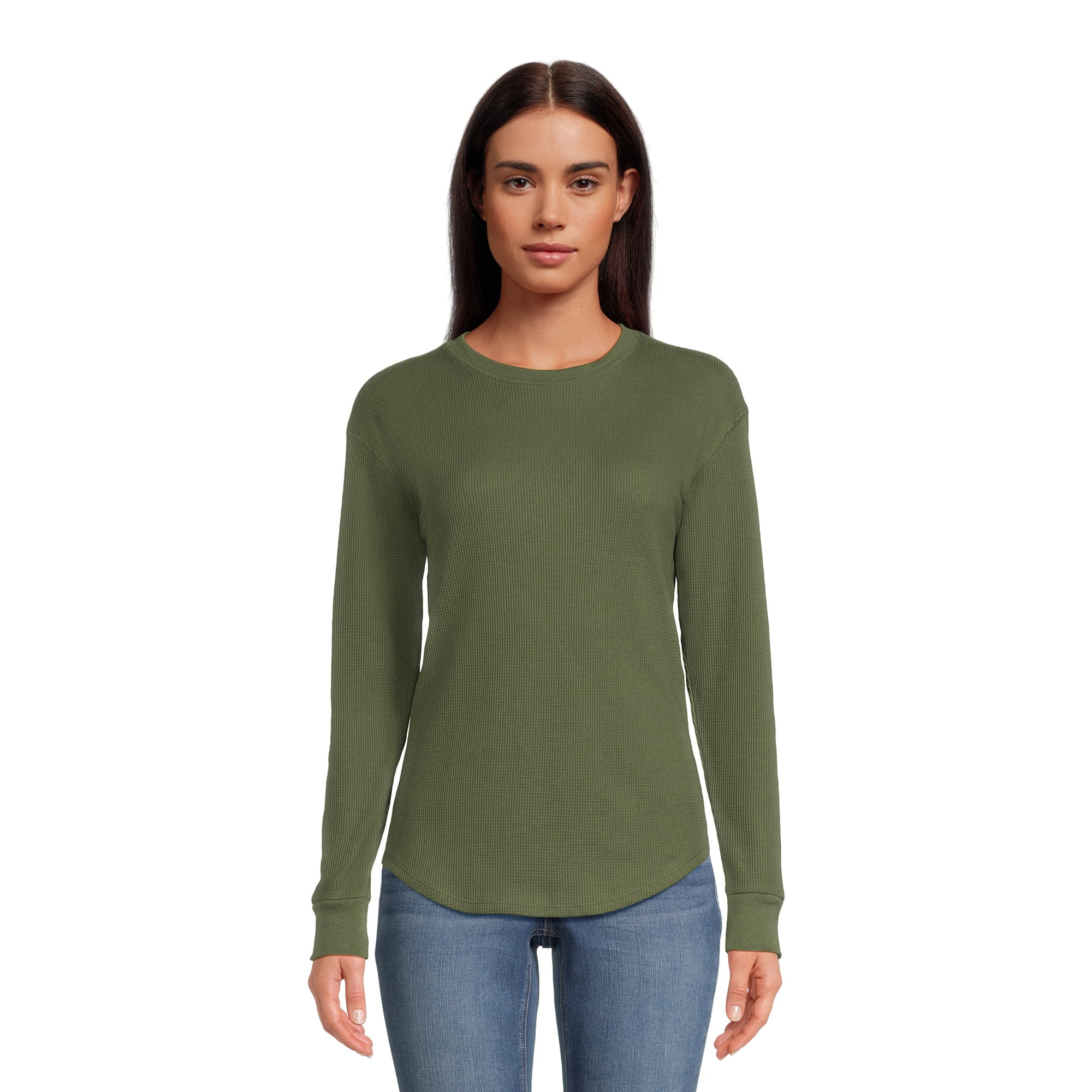 Time and Tru Women's Thermal Top with Long Sleeves, Sizes S-3XL | Walmart (US)
