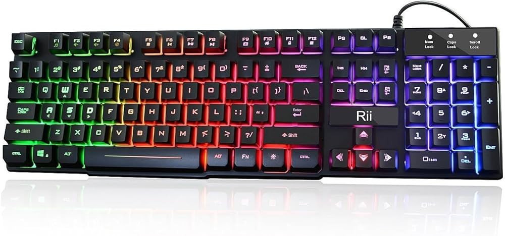 Rii RK100+ Multiple Color Rainbow LED Backlit Large Size USB Wired Mechanical Feeling Multimedia ... | Amazon (US)