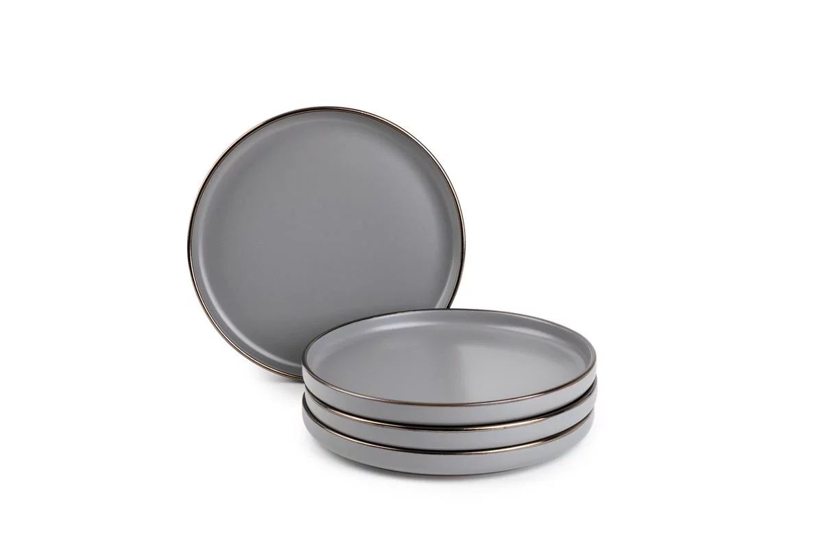 Thyme & Table Dinnerware Gray Ava Stoneware Dinner Round Plates, 4 Pack | Walmart (US)