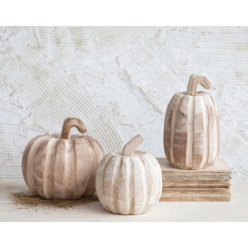 The Holiday Aisle® Hand-Carved Paulownia Wood Pumpkin | Wayfair | Wayfair North America