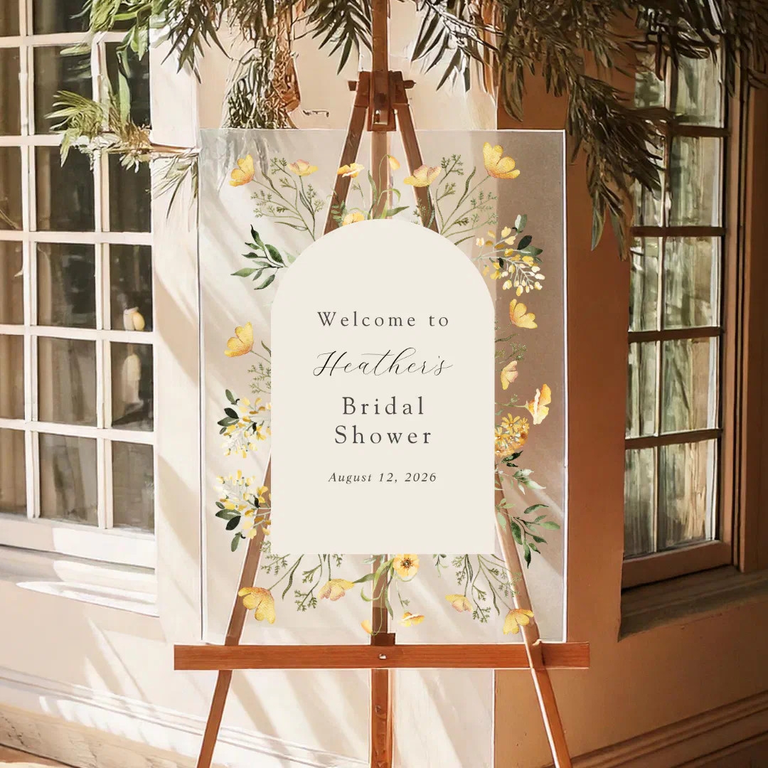 Delicate Wildflower Bridal Shower Welcome Acrylic Sign | Zazzle | Zazzle