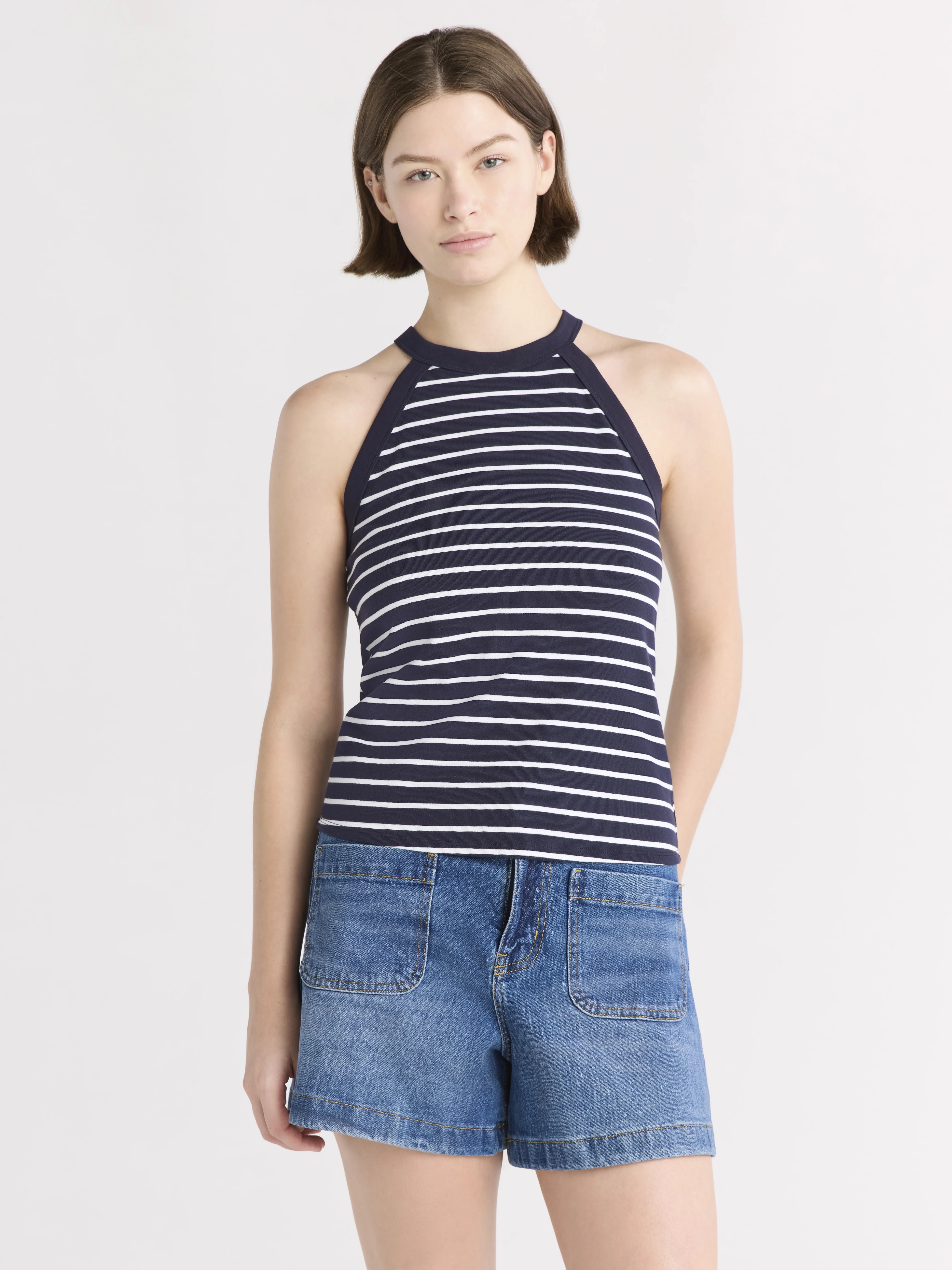 Free Assembly Women's Sleeveless Halter Tank Top, Sizes XS-XXL - Walmart.com | Walmart (US)