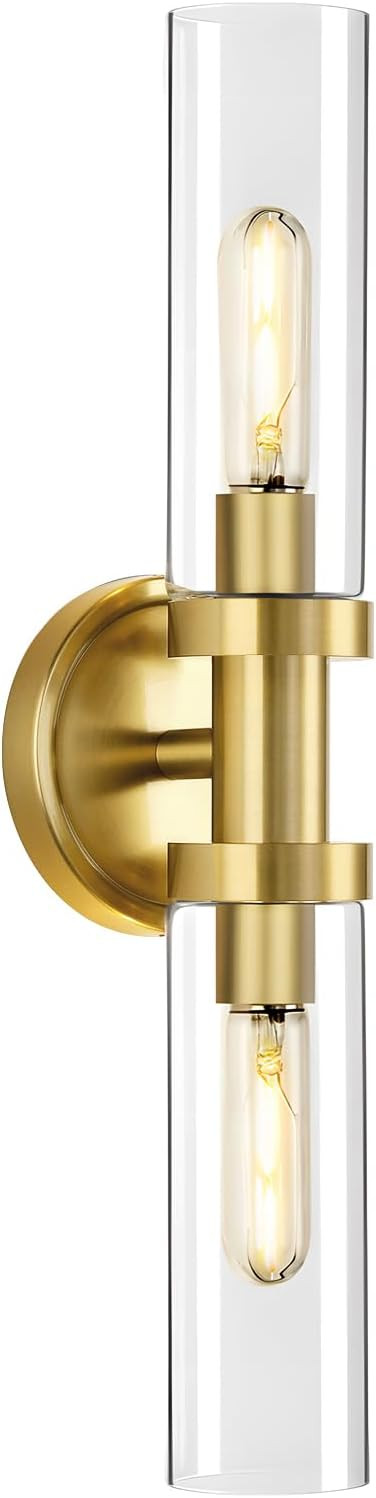 MeiShiDeng Cylinder Wall Sconces,Gold Bathroom Vanity Light Fixtures, Modern Brushed Brass Sconce... | Amazon (US)