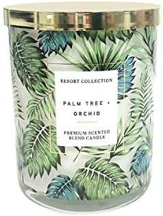 Resort Collection 2-Wick Candle with Metal Lid, Palm Tree & Orchid, Decorative Glass Jar, Cotton Wic | Amazon (US)