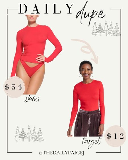 If you love this slims look, but are looking for this red long sleeve shirt for less, target has such a similar option for much less! If you’re looking to bring some holiday color into your wardrobe this holiday season, either shirt would be a great option! 

Holiday outfit, skims for less, holiday looks, red holiday outfits, gifts for her

#LTKSeasonal #LTKHoliday #LTKfindsunder50