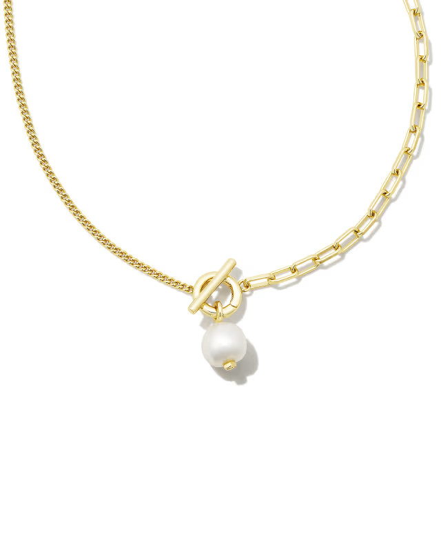 Leighton Convertible Gold Pearl Chain Necklace in Freshwater Cultured Pearl | Kendra Scott