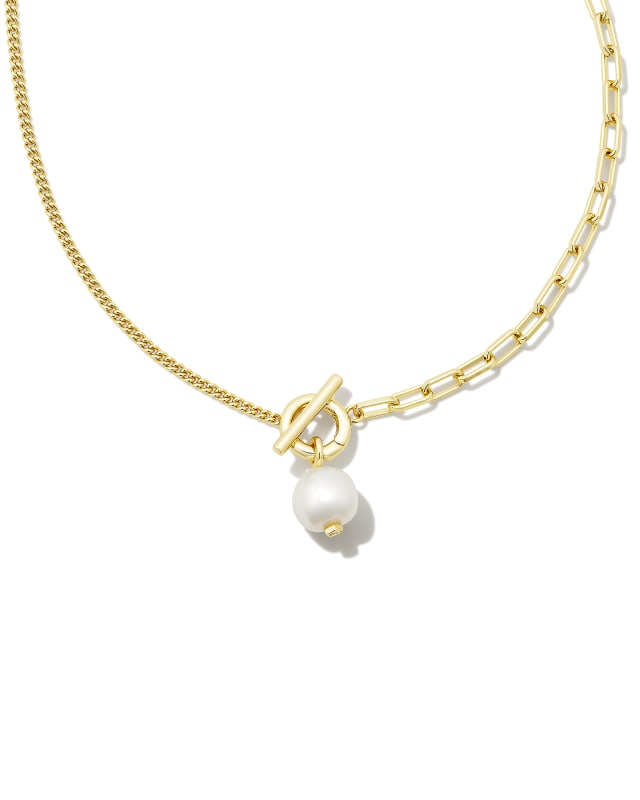 Leighton Convertible Gold Pearl Chain Necklace in White Pearl | Kendra Scott