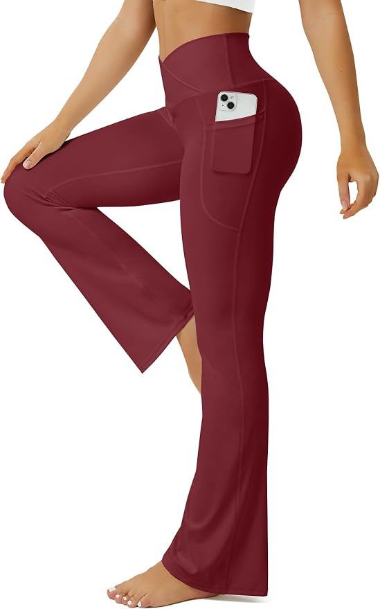 FOHOFO Yoga Pants Women, Flare Leggings for Women with Pockets Crossover High Waisted Bootcut Yog... | Amazon (US)